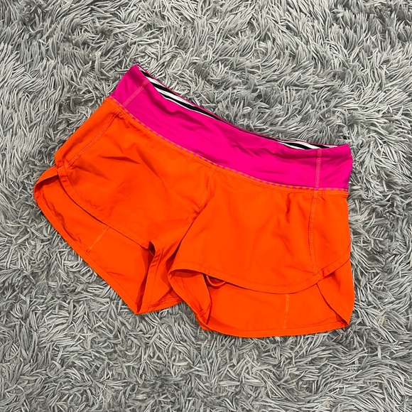 lululemon athletica Pants - • Lululemon • Speed Run Shorts Built In Liner Seawheeze 2015 Orange Pink 4
